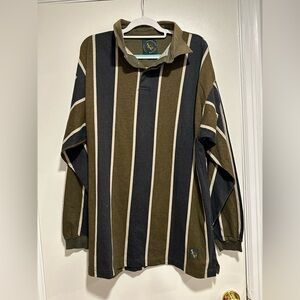 VTG  90s Y2K Mens Sz: XL Ferruche Rugby Top Long Sleeve Vertical Stripe Polo Top